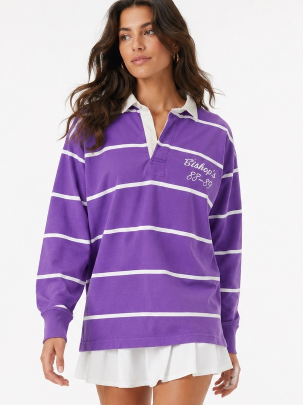 Vintage Barbarian Rugby Shirt Purple White Stripe Rugbycore Preppy L